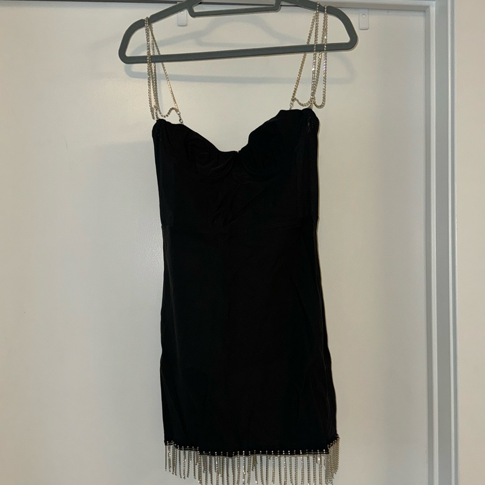 Rhinestone embellished mini dress